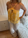 Albertia top with flower – Yellow/white