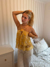 Albertia top with flower – Yellow/white