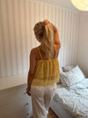 Albertia top with flower – Yellow/white