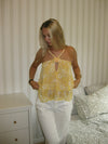 Albertia top with flower – Yellow/white