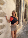 Kimmie top with flower - Black/red