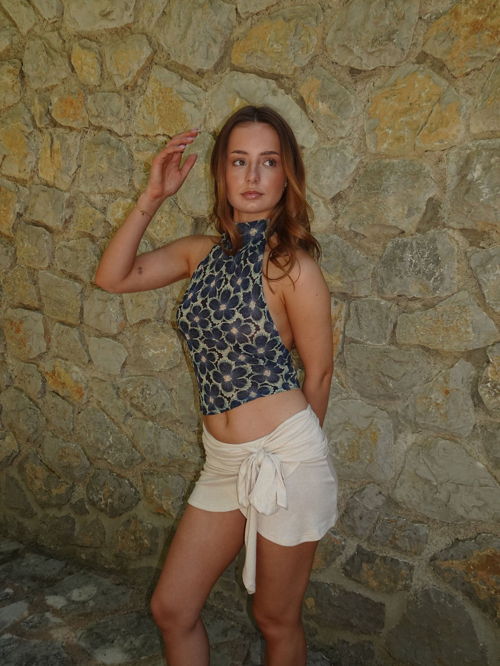Zira top with floral pattern - Blue