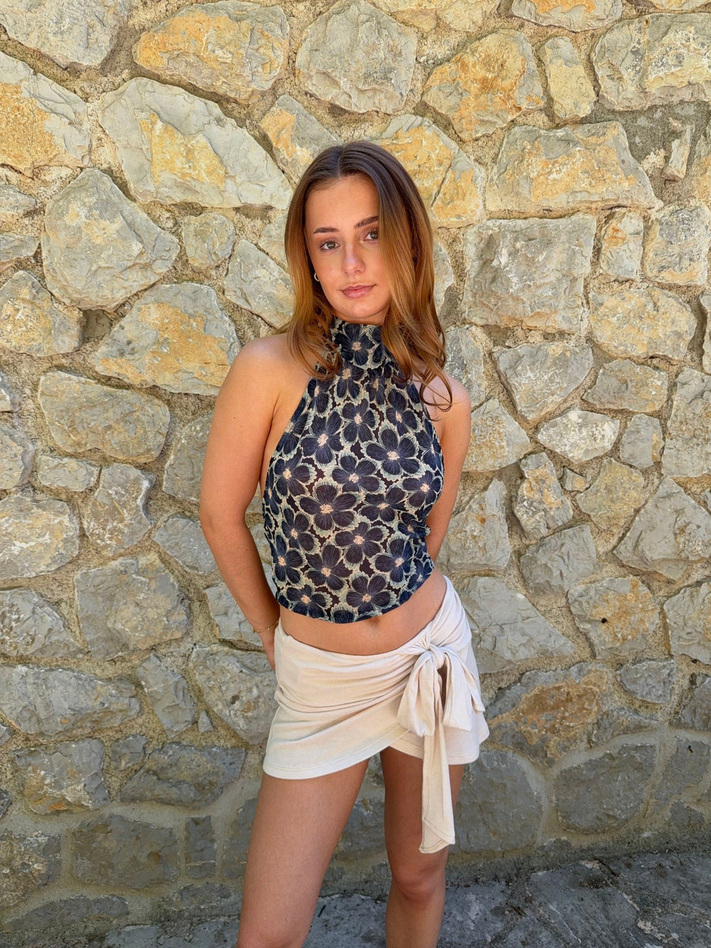 Zira top with floral pattern - Blue