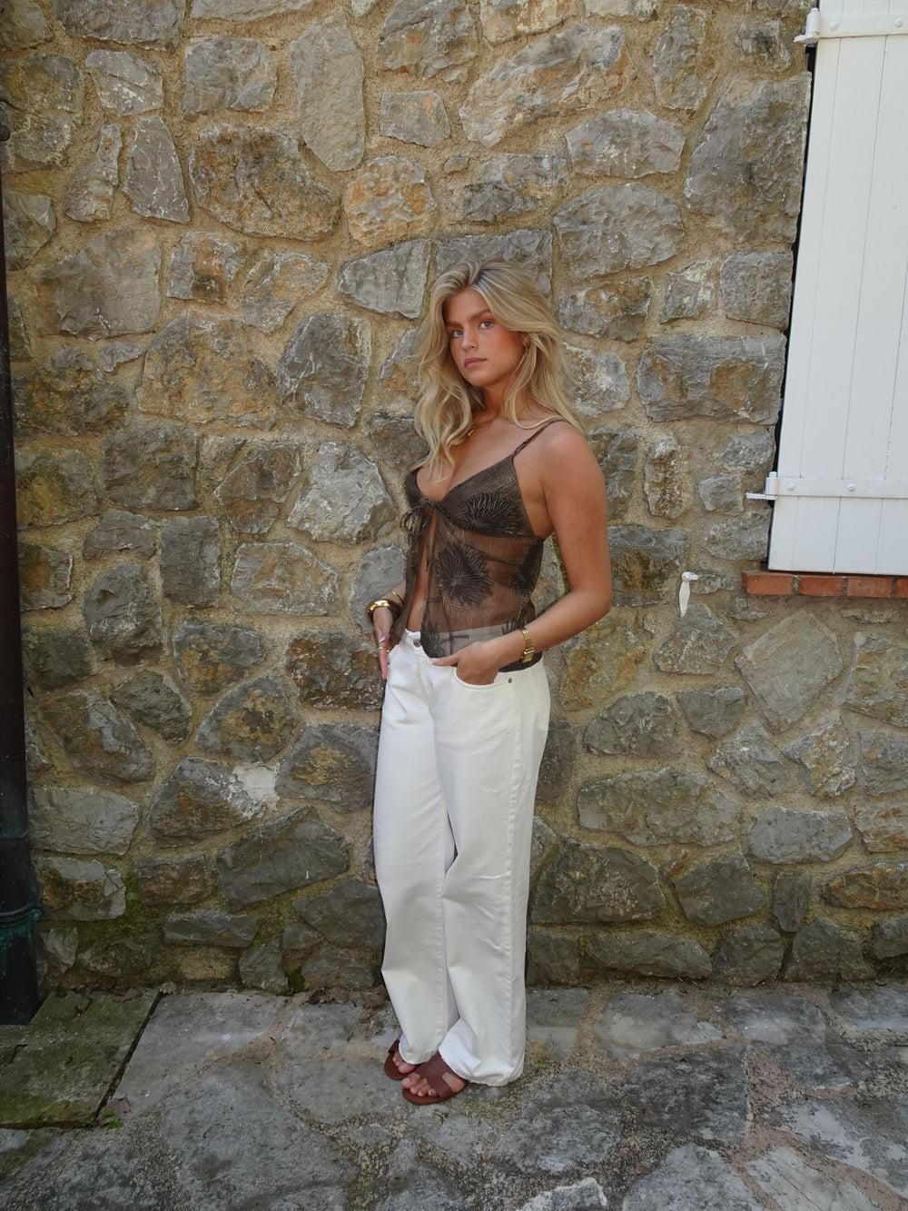 Tiago top with pattern – Brown