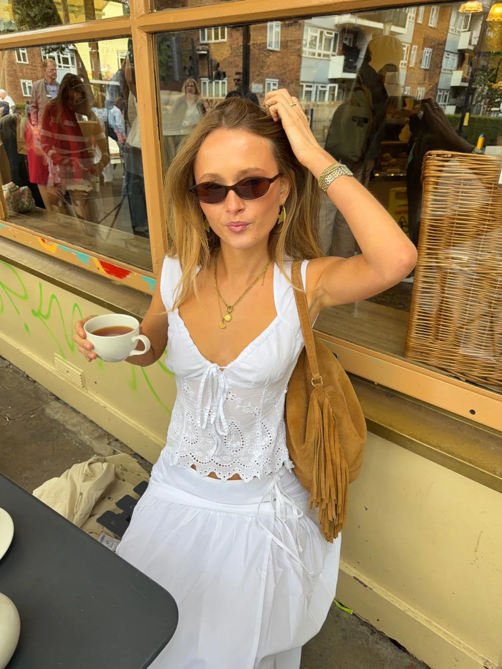 Malin Tomkins top with embroidery - White