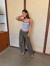 Nadja top with lace - Blue/brown