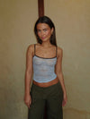 Nadja top with lace - Blue/brown