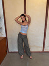 Nadja top with lace - Blue/brown