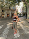 Tilley top with lace - Brown/blue