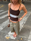 Tilley top with lace - Brown/blue