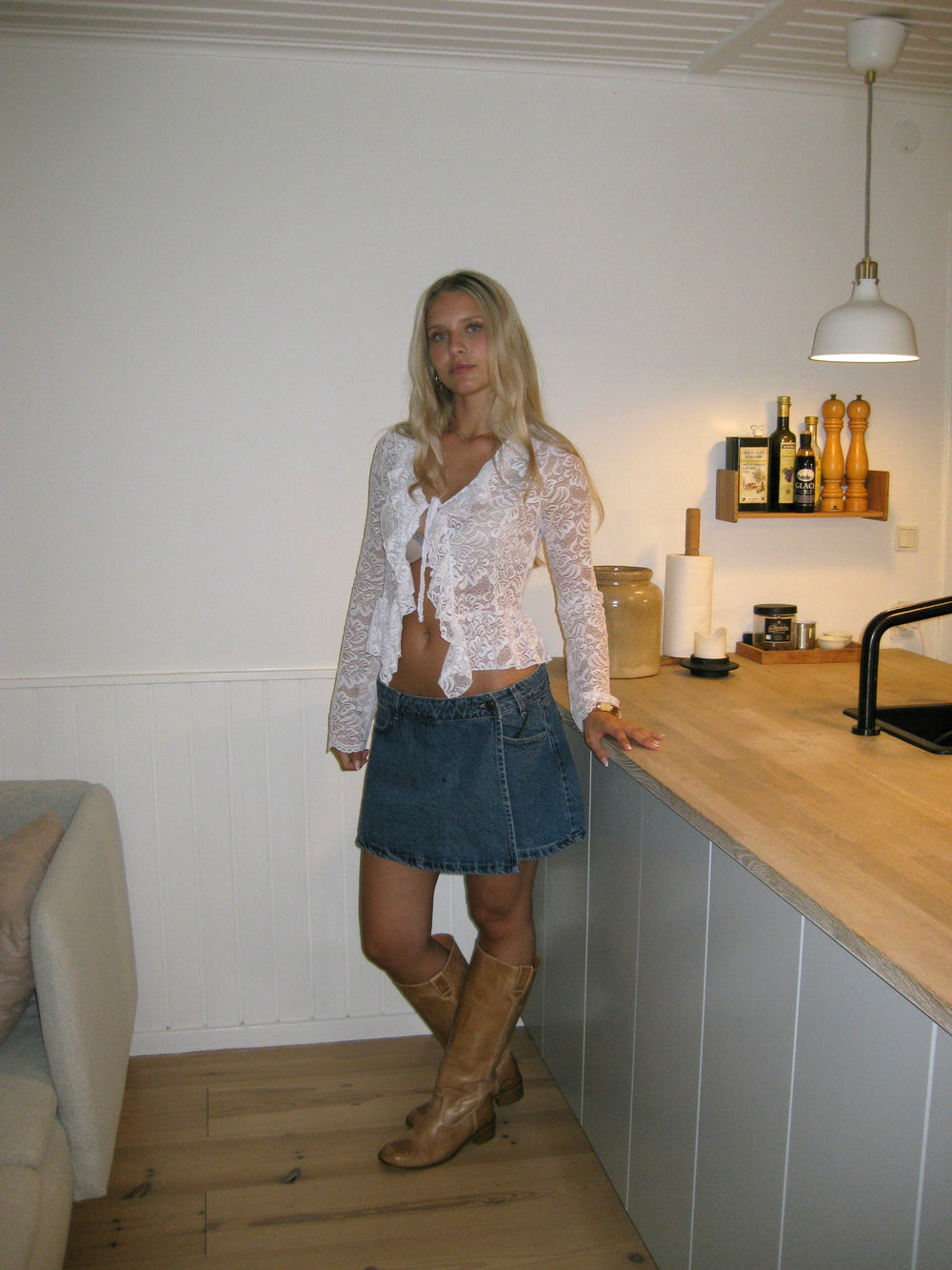 Floria top with lace - Hvid