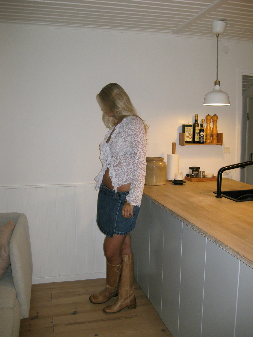 Floria top with lace - Hvid