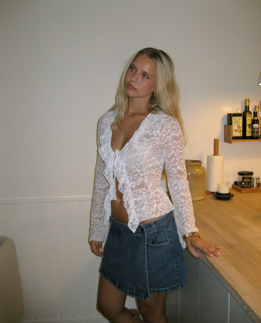 Floria top with lace - Hvid