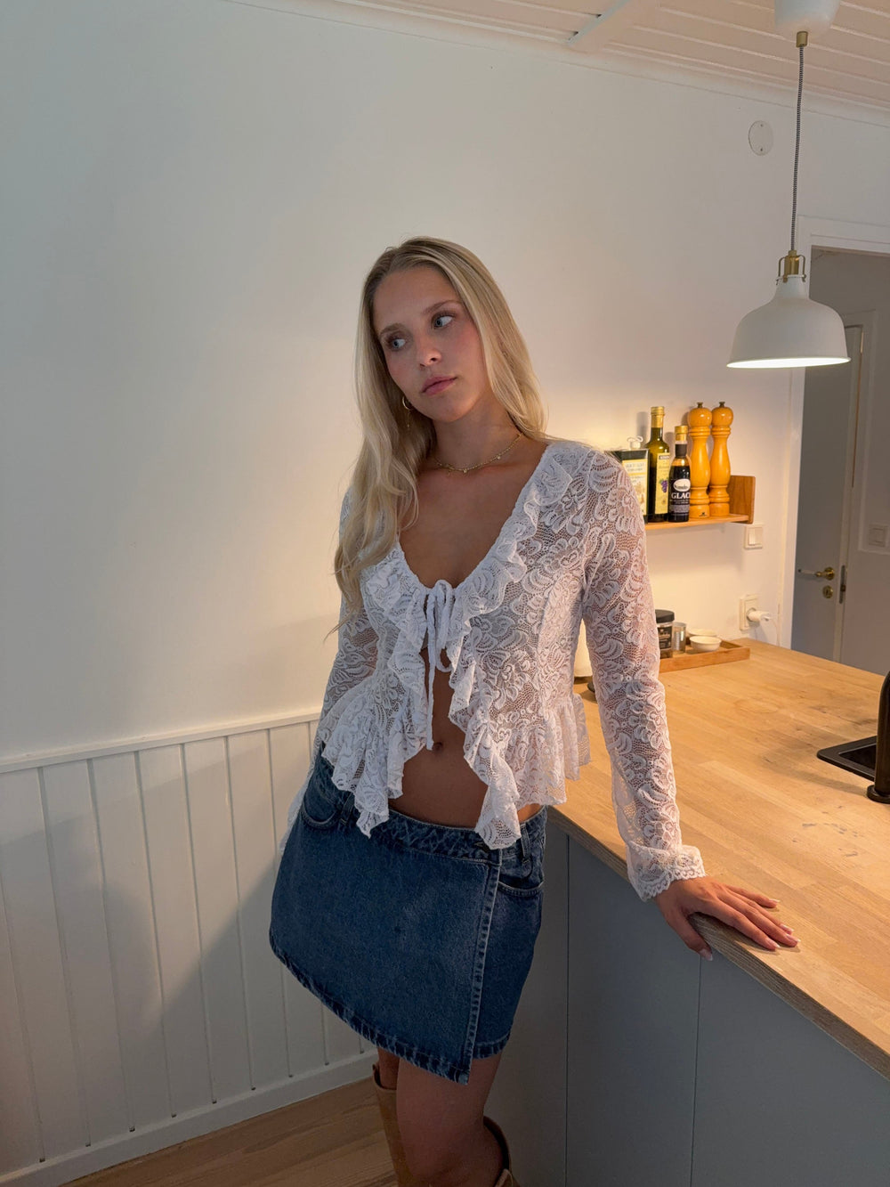 Floria top with lace - Hvid