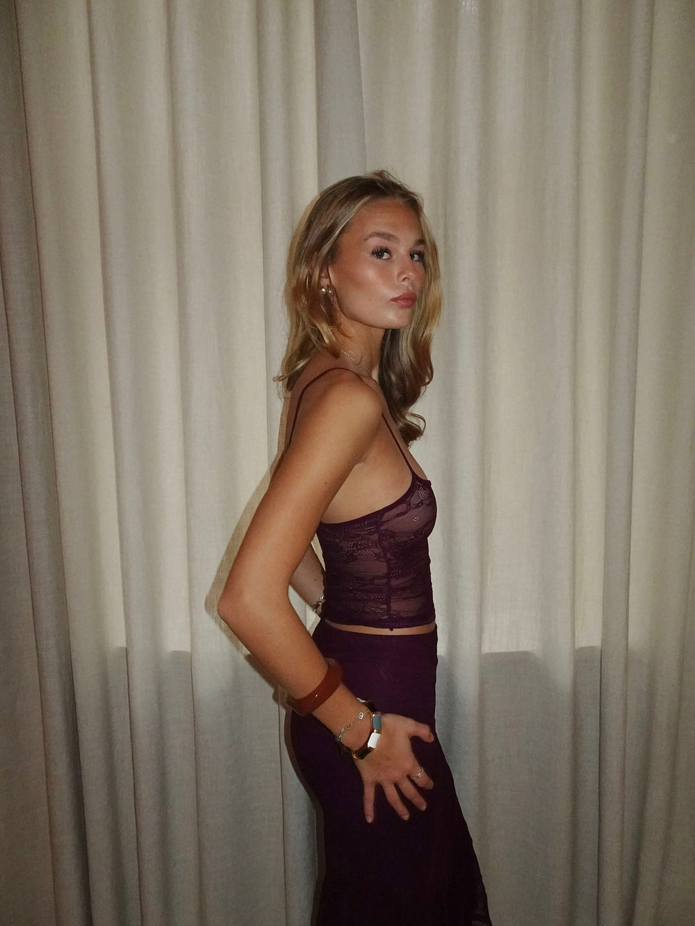 Nadja top with lace - Purple