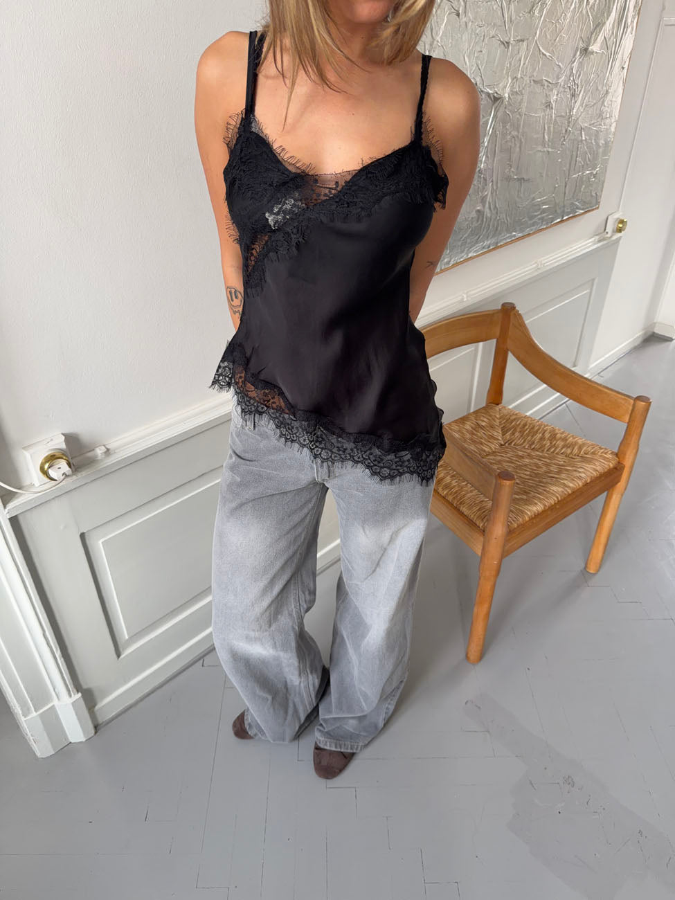 Dixia top with lace - Black