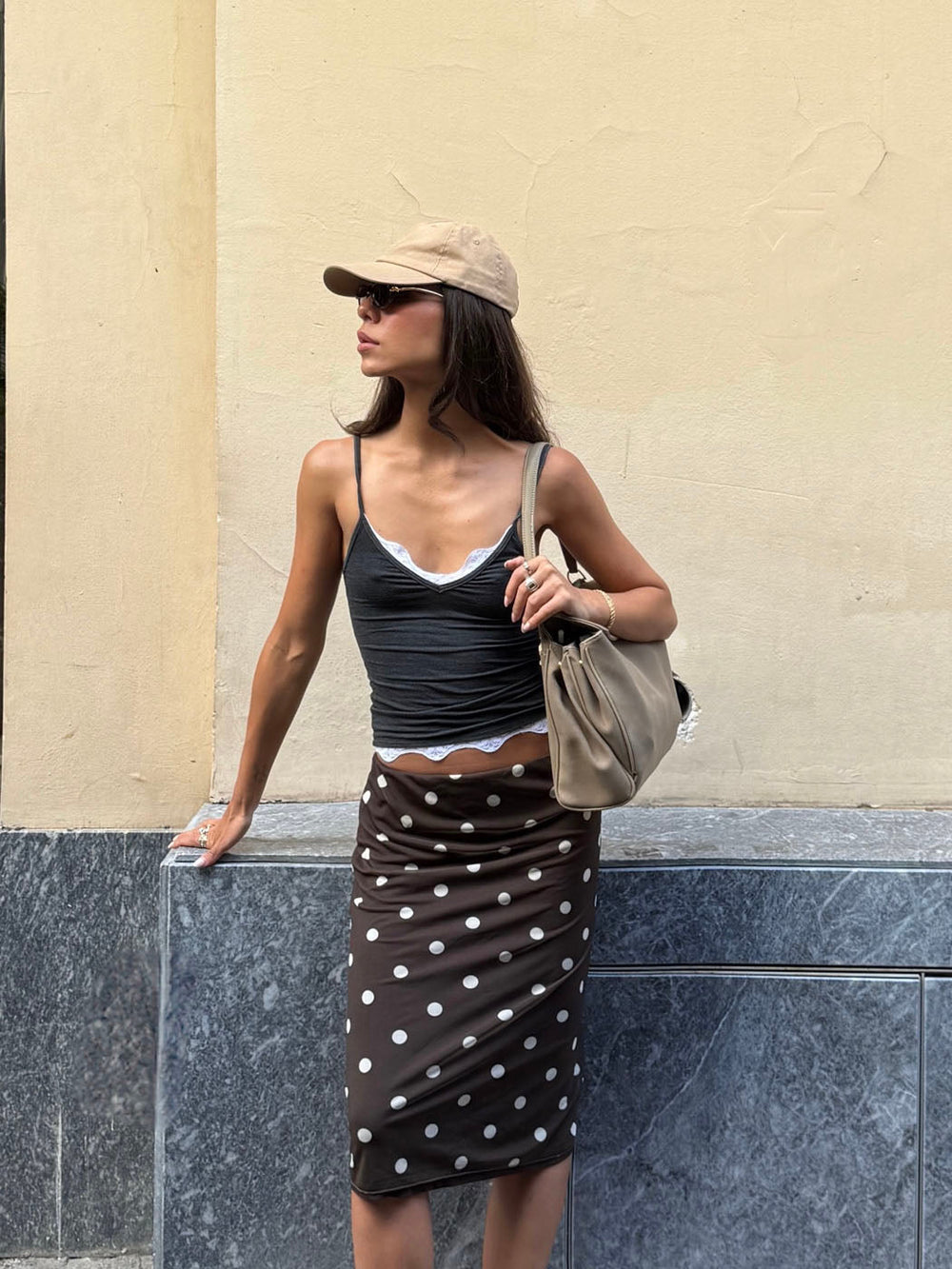Elune top with lace - Dark grey