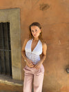 Cladine top with broderie - White