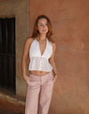Cladine top with broderie - White