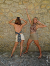 Zira top with animal print - Brown/beige