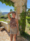 Zira top with animal print - Brown/beige