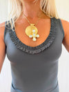 Scandivv top with ruffles - Grey