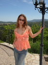 Romi top with ruffles – Coral orange