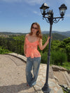 Romi top with ruffles – Coral orange