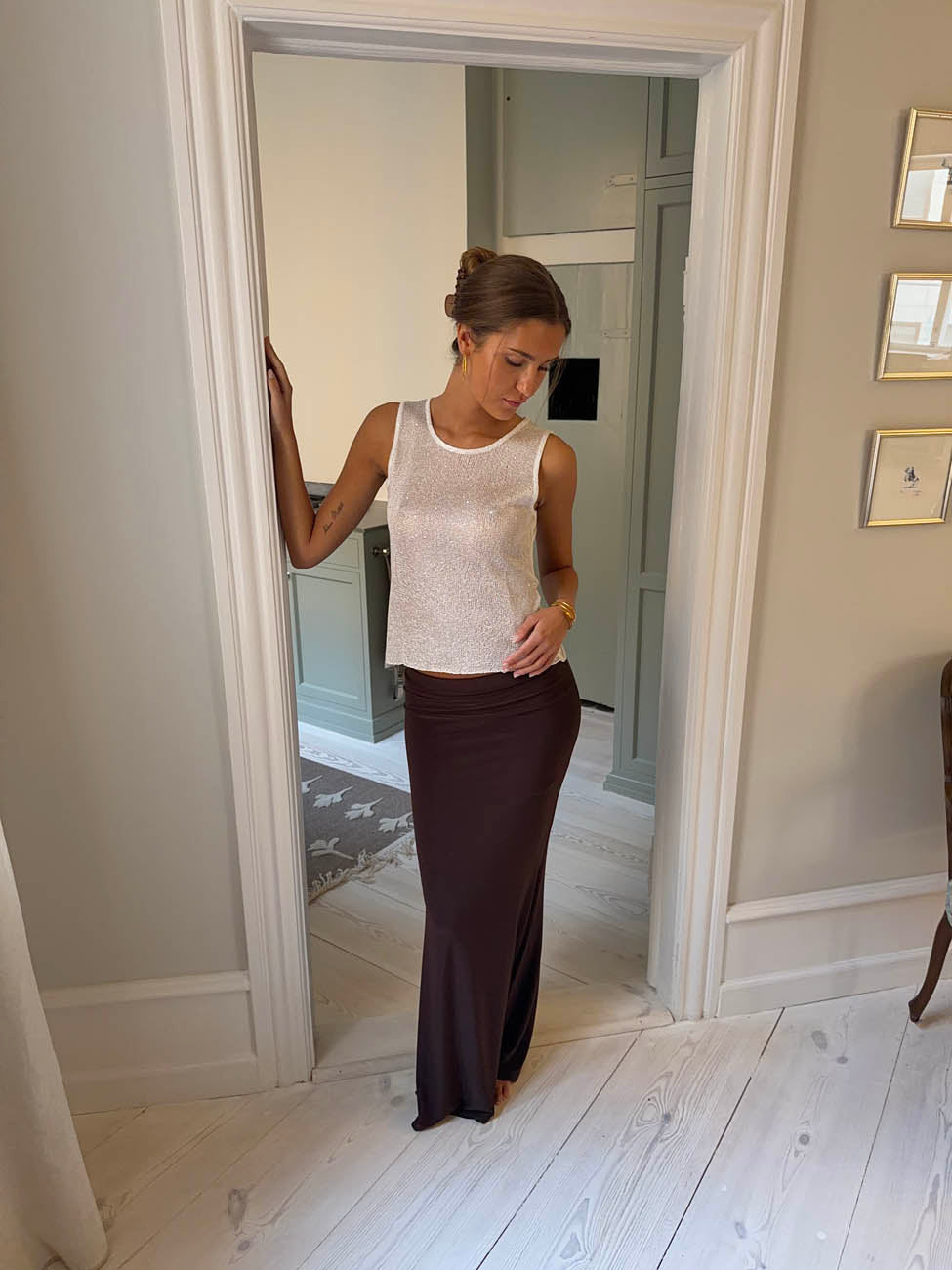 Silja top with glitter - White
