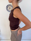 Dilly top with buttons  - Brown