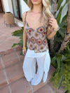 Novinia top with pattern – Beige/brown