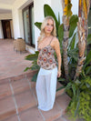 Novinia top with pattern – Beige/brown