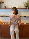Leonorita top with checkered pattern - Beige/off-white