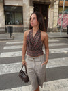 Martine top with pattern - Brown/red