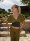 Livia top with pattern - Grøn/kaki