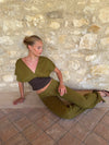 Livia top with pattern - Grøn/kaki