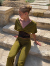 Livia top with pattern - Grøn/kaki
