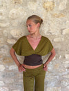 Livia top with pattern - Grøn/kaki