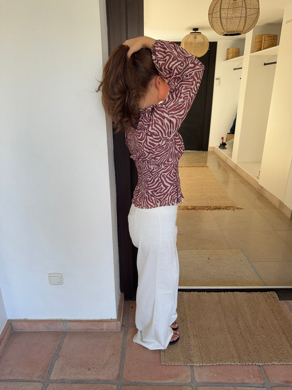Alissa blouse with pattern - Red/white