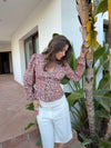 Alissa blouse with pattern - Red/white
