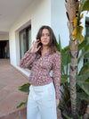Alissa blouse with pattern - Red/white