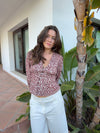 Alissa blouse with pattern - Red/white