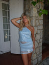 Elsia halterneck top with sequins – Light blue