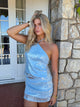 Elsia halterneck top with sequins – Light blue