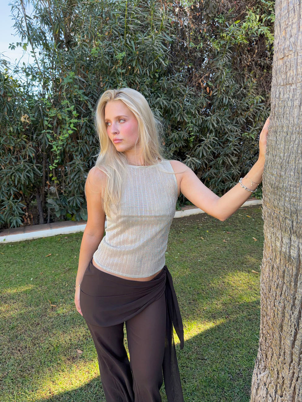 Wendy top with sequins - Champagne/gold