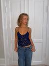 Lenia mesh top with sequins - Navy