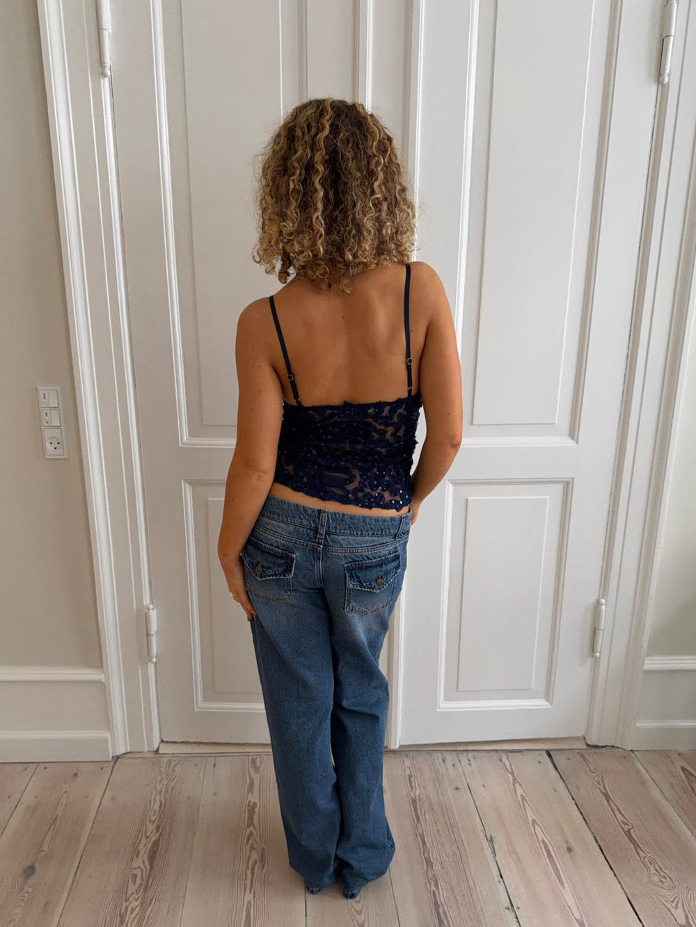 Lenia mesh top with sequins - Navy