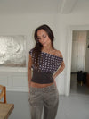 Kimmie polka dotted top - Brown/white