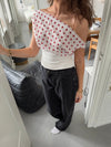 Kimmie polka dotted top - White/red