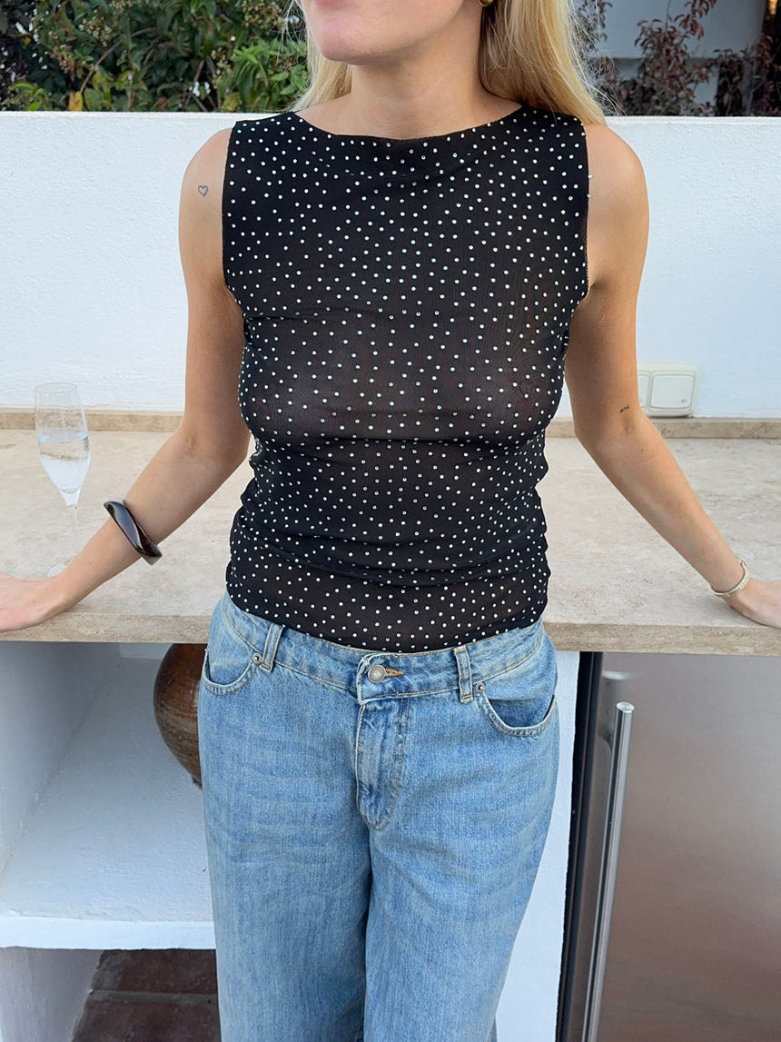 Natasja top with rhinestones – Black